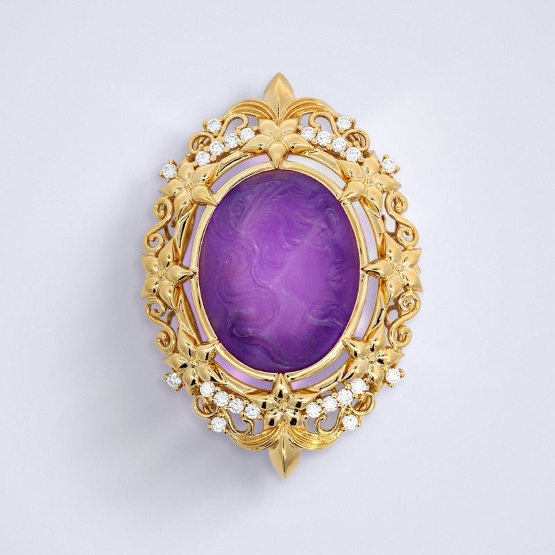 amethyst cameo diamond pendant