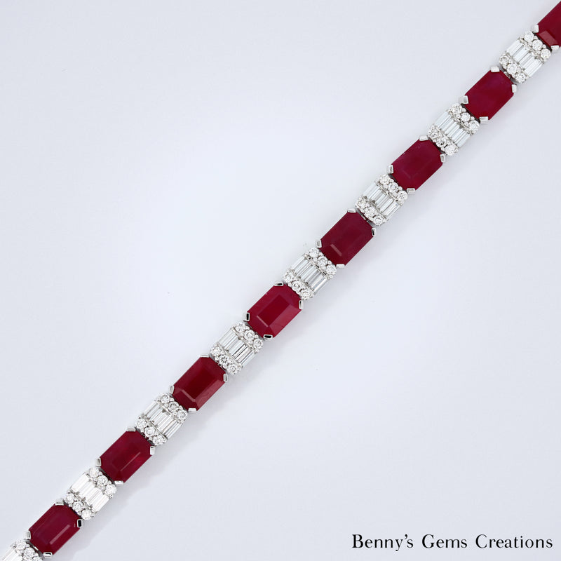 Crimson Cascade Luxe Ruby Diamond Bracelet