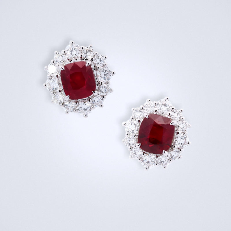 glamorous pigeons blood ruby diamond earrings