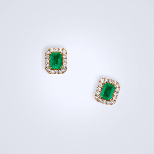 dainty emerald diamond earrings