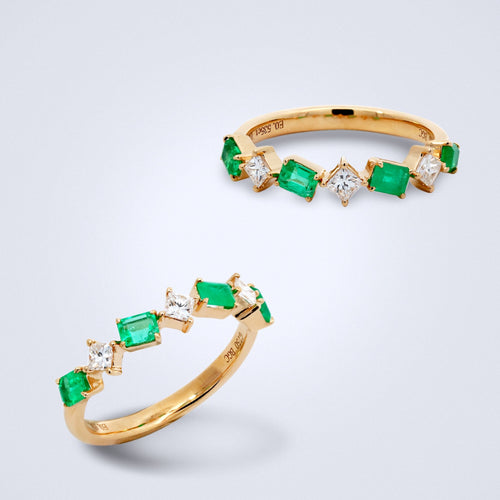fancy emerald diamond stack ring