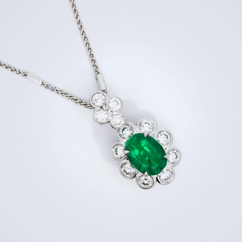 zambian elegance emerald diamond pendant