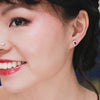 classic ruby diamond earrings modeled