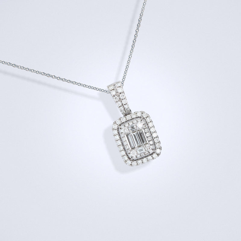 Elegant Illusion Emerald Diamond Pendant