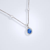 Azure Blue Sapphire Diamond Pendant