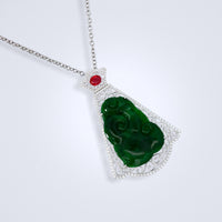 Filigree Jade Ruby Diamond Pendant