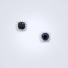 Classic Cushion Sapphire Diamond Earrings