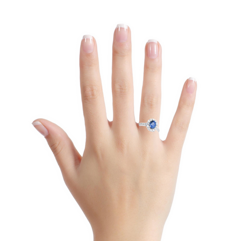 Classic Vivid Blue Sapphire Diamond Ring