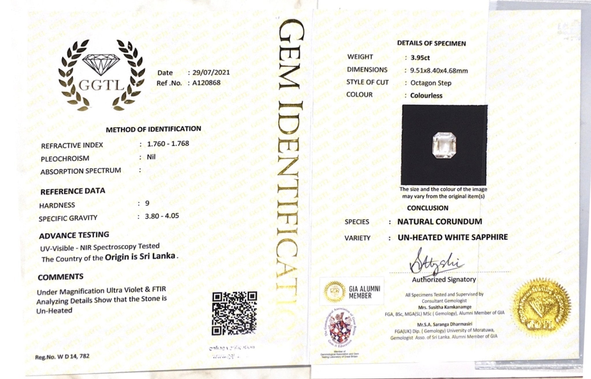 3.95CTS Unheated White Sapphire - Benny's Gems Creations