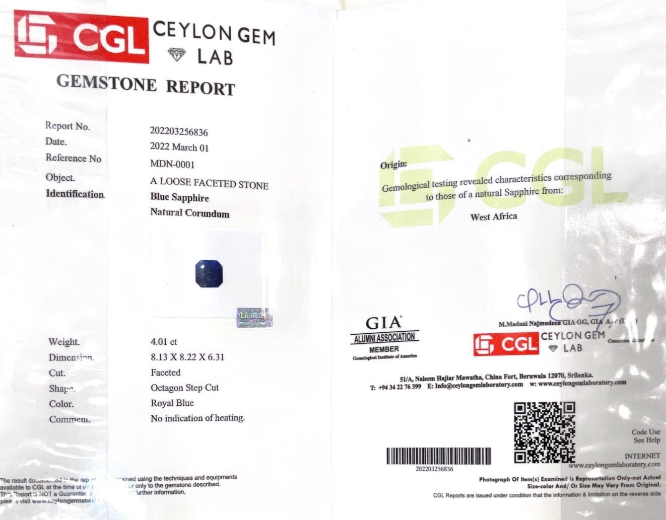 4.01CTS Unheated Blue Sapphire - Benny's Gems Creations