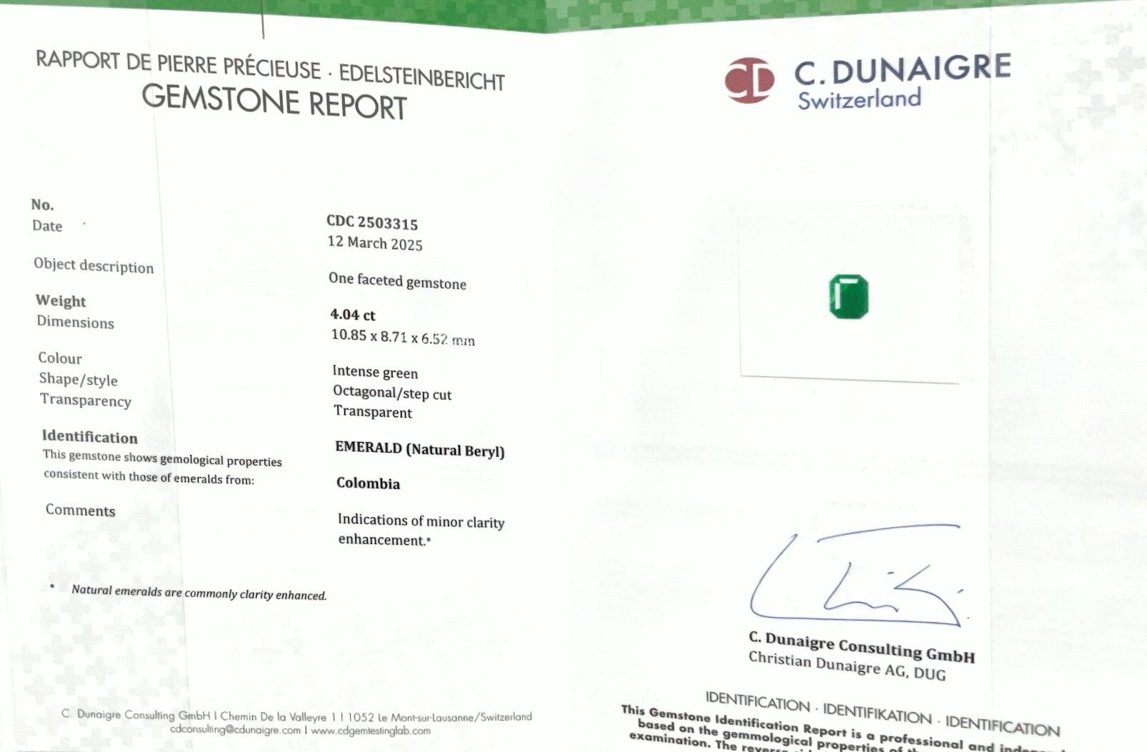 4.04CTS Intense Green Colombian Emerald - Benny's Gems Creations