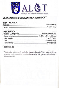 4.07CTS Radiant Aquamarine - Benny's Gems Creations