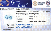 4.09CTS Sky Blue Aquamarine Pair - Benny's Gems Creations