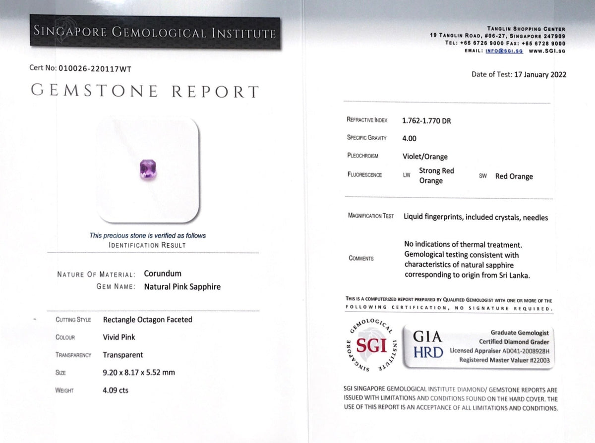 4.09CTS Unheated Pink Sapphire - Benny's Gems Creations