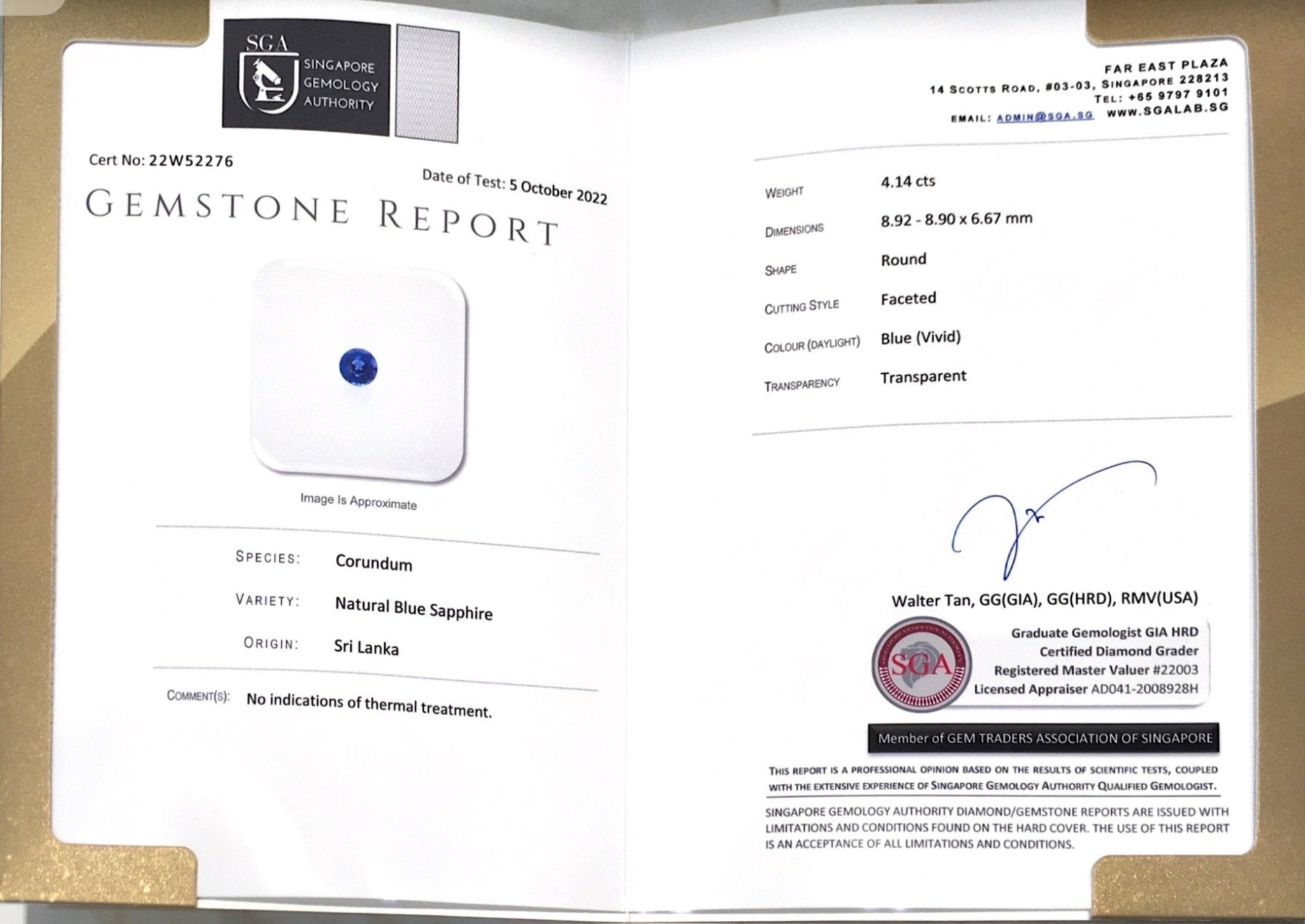 4.14CTS Unheated Sri Lankan Sapphire - Benny's Gems Creations