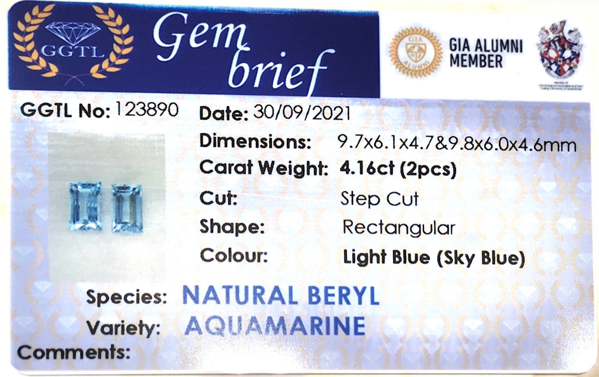 4.16CTS Aquamarine Pair - Benny's Gems Creations