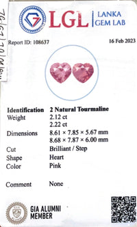 4.34CTS Pink Heart Tourmaline Pair - Benny's Gems Creations
