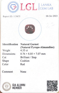 4.35CTS Red Garnet - Benny's Gems Creations