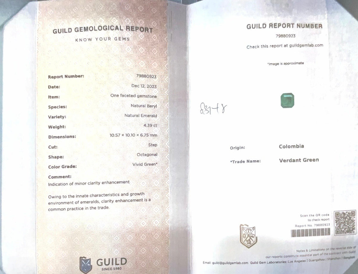 4.39cts Natural Colombian Emerald - Benny's Gems Creations