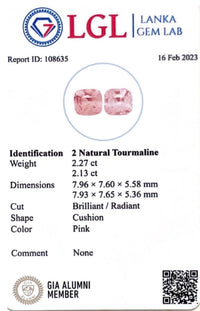 4.40CTS Natural Pink Tourmaline Pair - Benny's Gems Creations