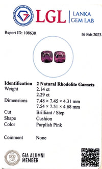 4.43CTS Rhodolite Garnet Pair - Benny's Gems Creations