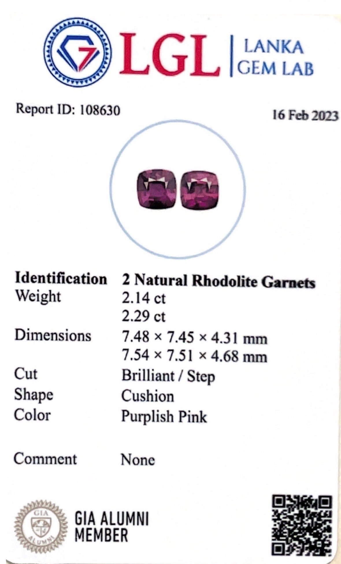 4.43CTS Rhodolite Garnet Pair - Benny's Gems Creations
