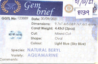 4.43CTS Sky Blue Aquamarine Pair - Benny's Gems Creations