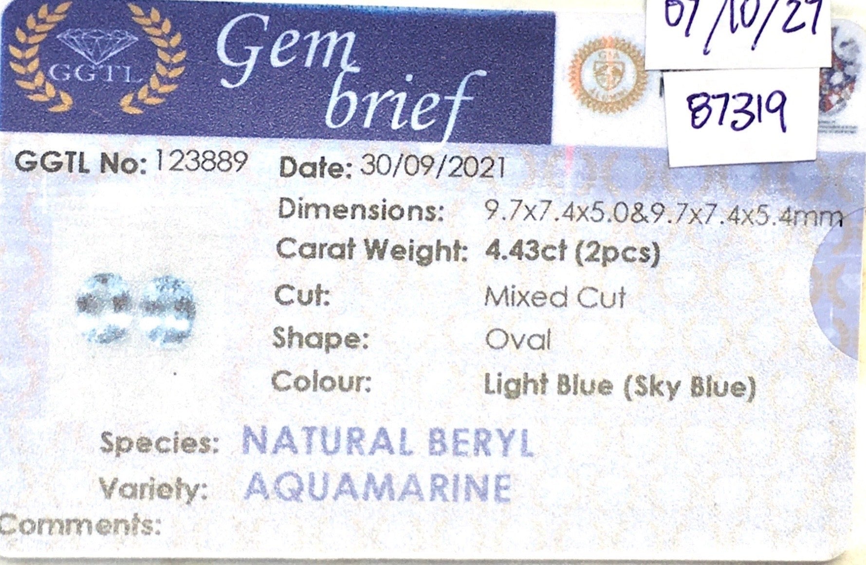 4.43CTS Sky Blue Aquamarine Pair - Benny's Gems Creations
