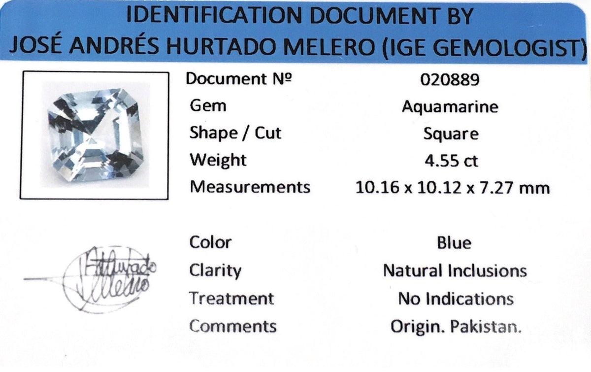 4.55CTS Natural Blue Aquamarine - Benny's Gems Creations