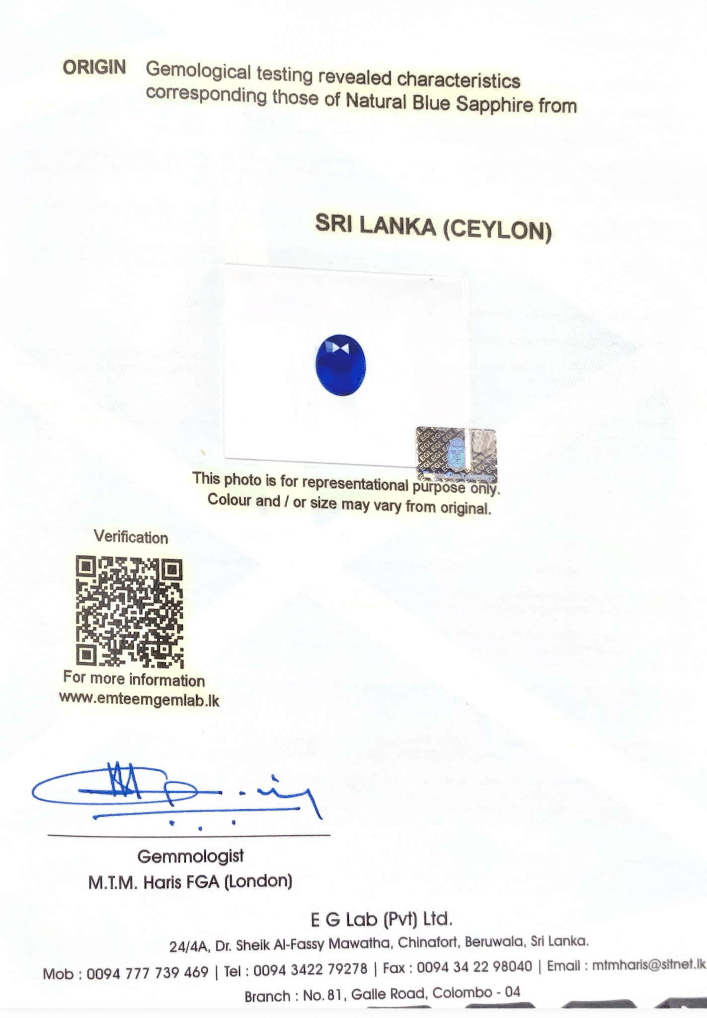 4.61Cts Unheated Sri Lankan Vivid Blue Sapphire - Benny's Gems Creations