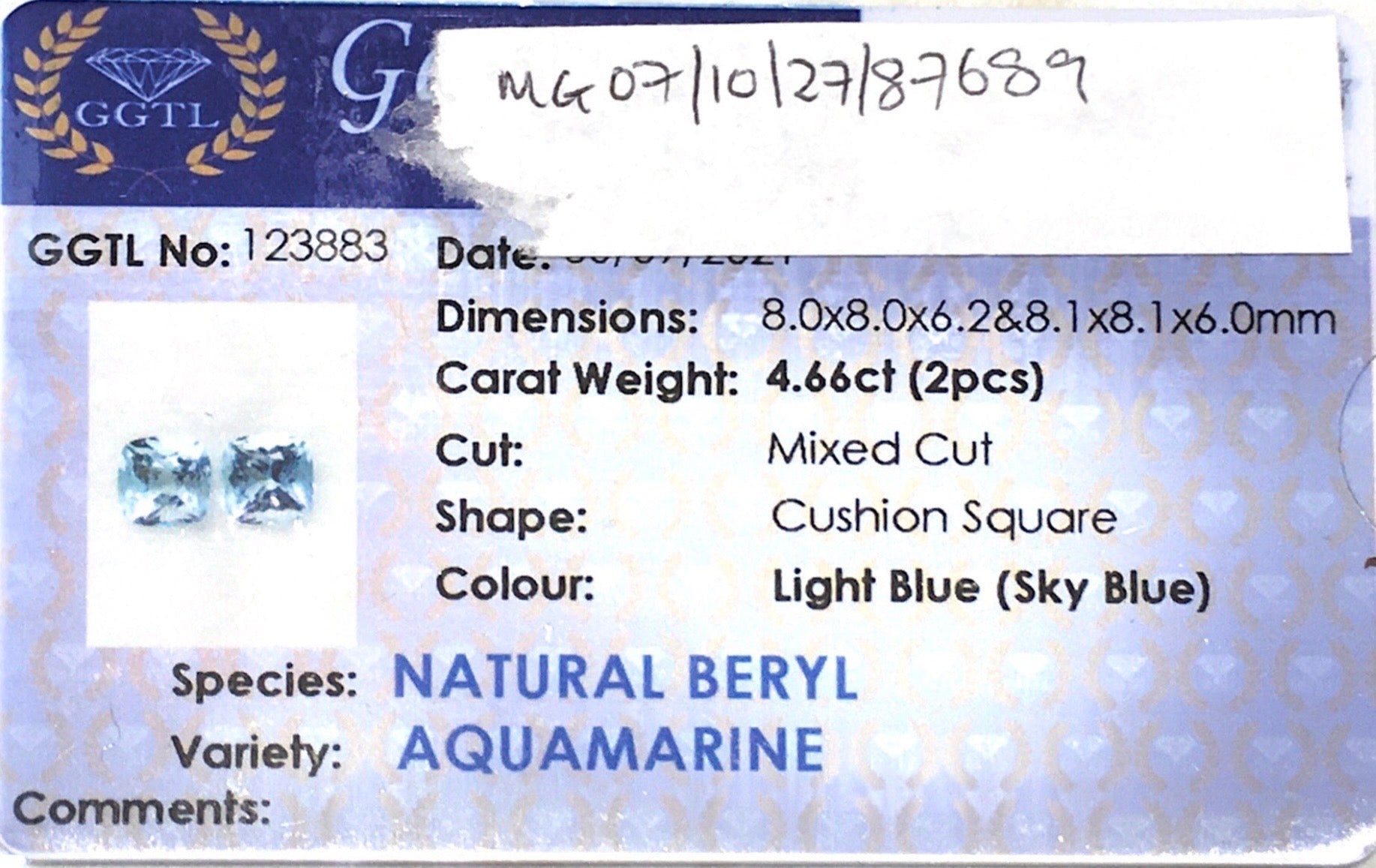 4.66CTS Aquamarine Pair - Benny's Gems Creations