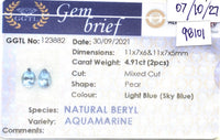 4.91CTS Natural Light Blue Aquamarine Pair - Benny's Gems Creations