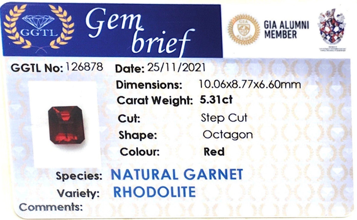 5.31CTS Rhodolite Garnet - Benny's Gems Creations