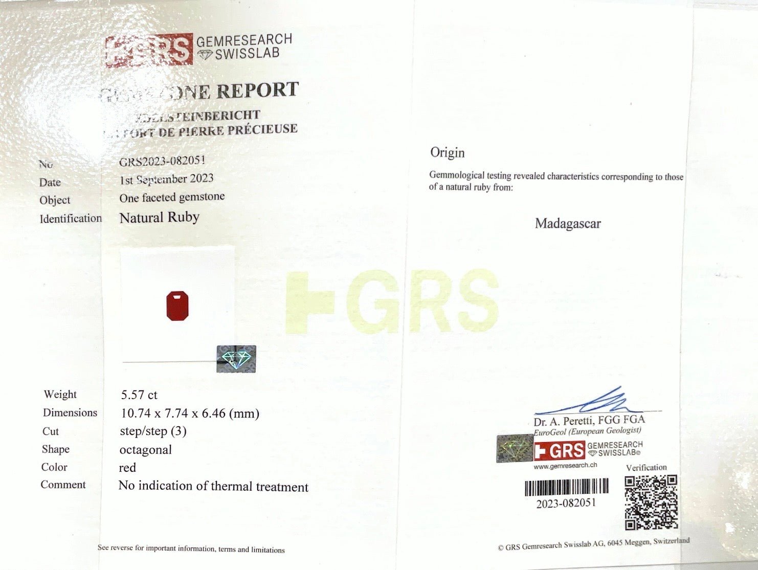 5.57Cts Unheated Madagascan Ruby - Benny's Gems Creations