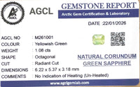 1.08cts Unheated Green Sapphire - Benny's Gems Creations