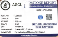 1.20cts Unheated Blue Sapphire