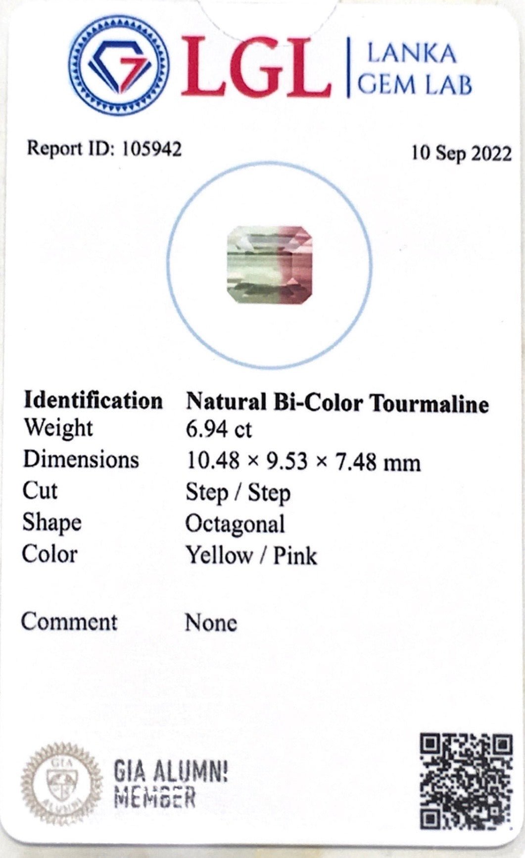 6.94CTS Bicolour Tourmaline - Benny's Gems Creations