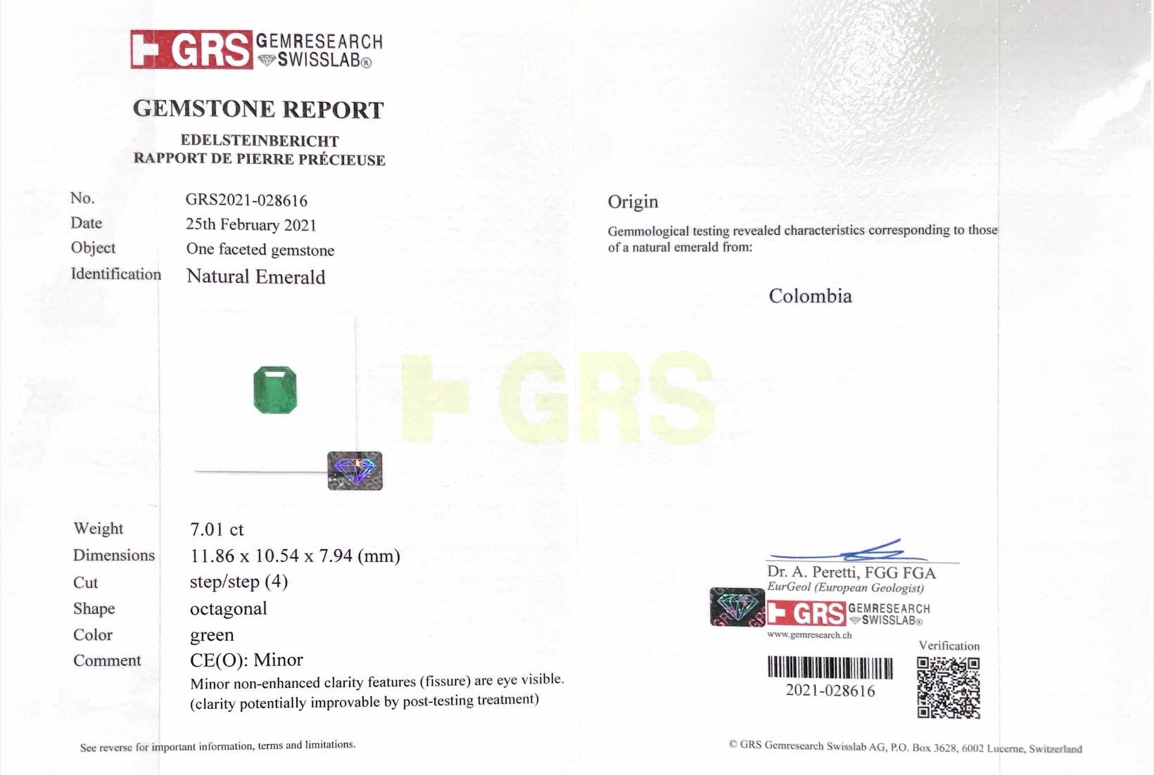 7.01CTS Colombian Emerald - Benny's Gems Creations