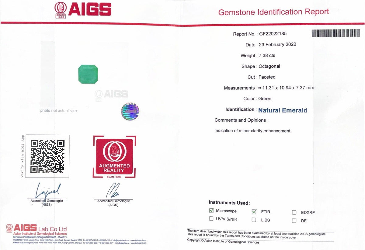 7.38CTS Natural Minor Oil Emerald - Benny's Gems Creations