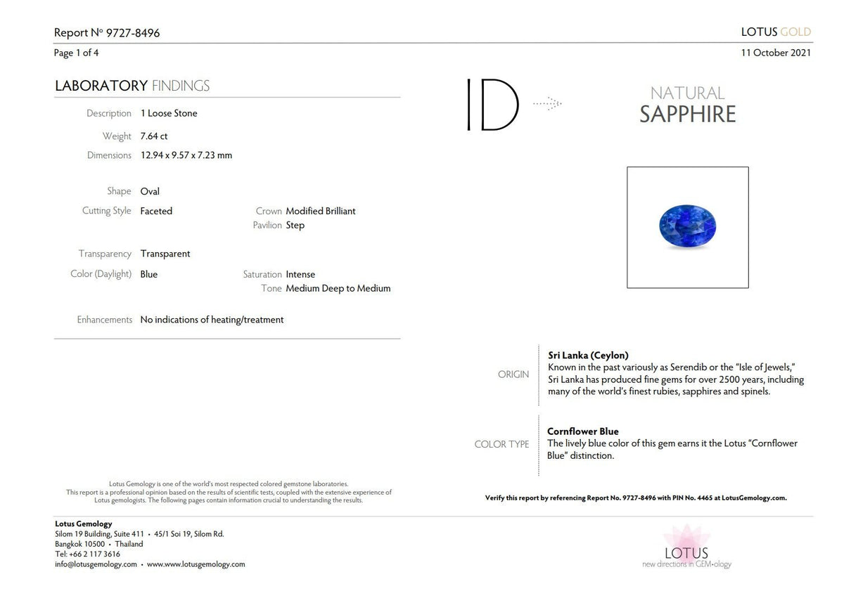 7.64cts Unheated Ceylon Vivid Blue Sapphire - Benny's Gems Creations