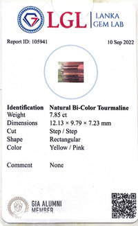 7.85CTS Natural Bicolour Tourmaline - Benny's Gems Creations