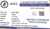 1.31Cts Unheated Peach Sapphire - Benny's Gems Creations