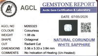 1.08cts Unheated White Sapphire