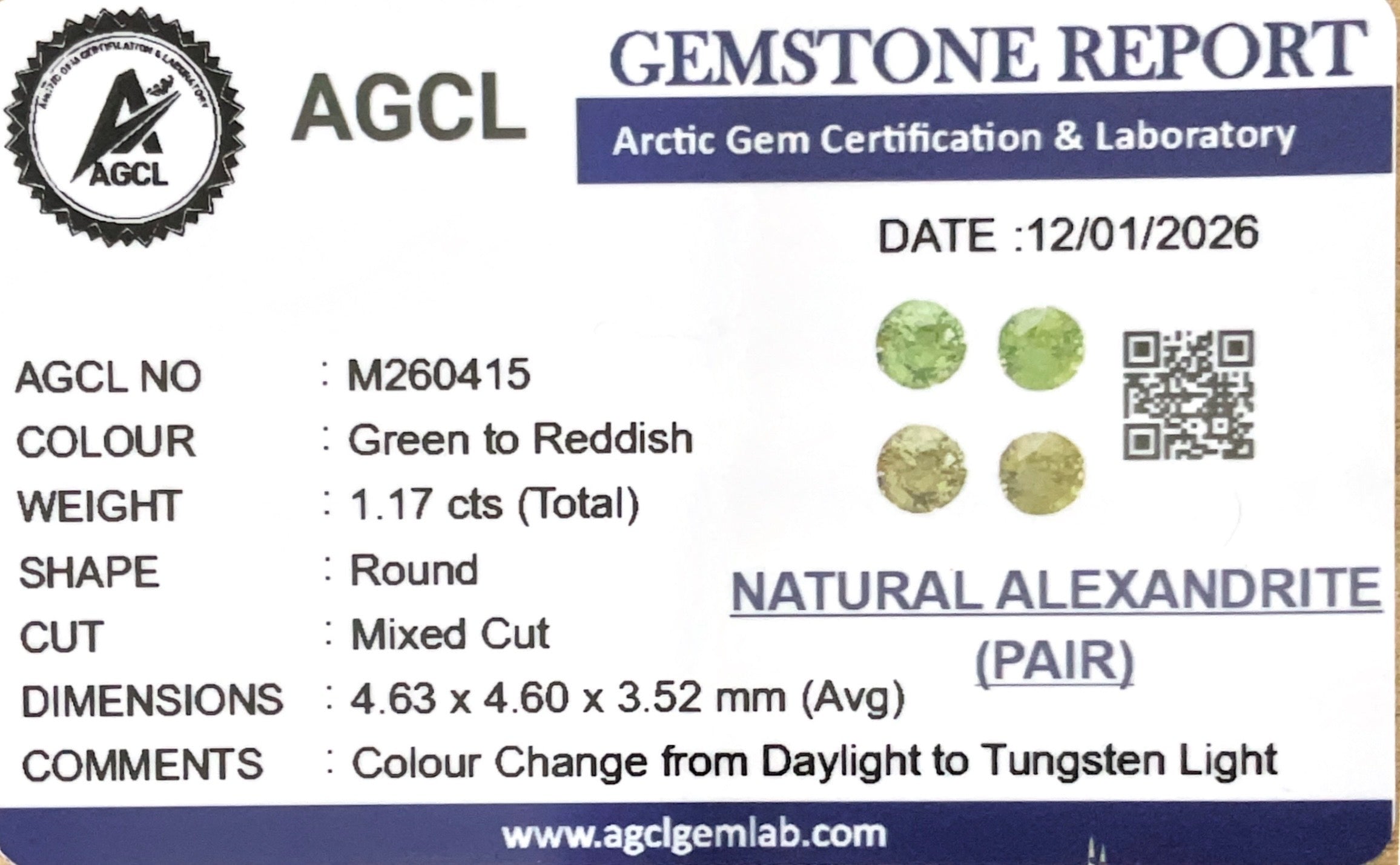 1.17Cts Natural Alexandrite Pair - Benny's Gems Creations