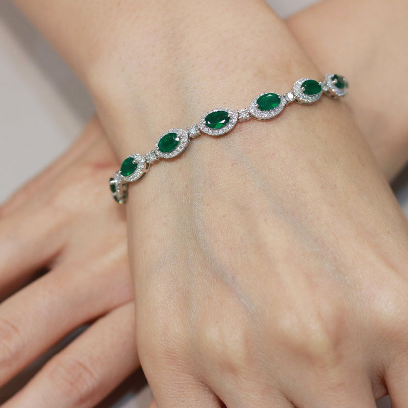 elegant emerald diamond bracelet modeled