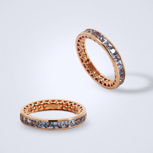 steel blue sapphire eternity ring