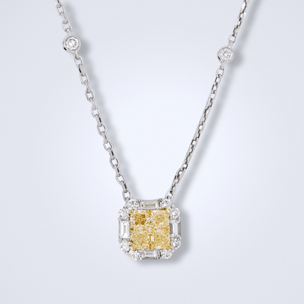 Cluster Yellow Diamond Necklace - Benny's Gems Creations