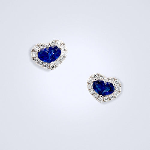 little blue sapphire heart diamond earrings