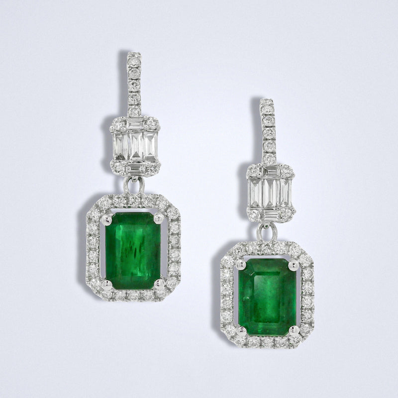 Emerald Elegance Diamond Earrings - Benny's Gems Creations
