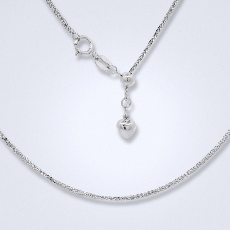 Refined white gold wheat chain necklace with adjustable clasp for perfect fit